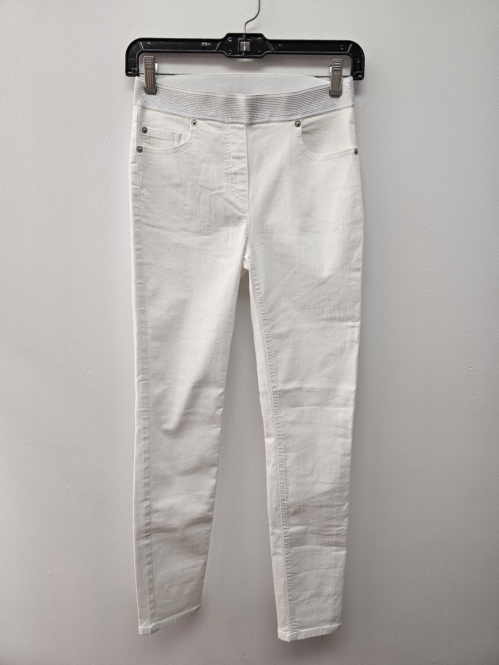 Stretch White Women's Jeggings with Elastic Waistband